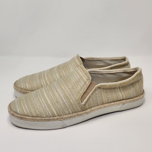 Jack Rogers Womens Tucker Slip On Sneakers Size 9 M Gold Tan Metallic Fabric - Picture 5 of 9